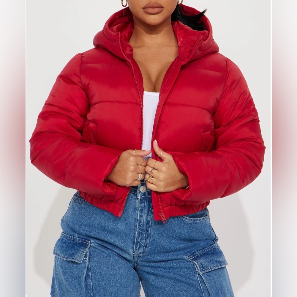 Red Puffer Coat Jacket